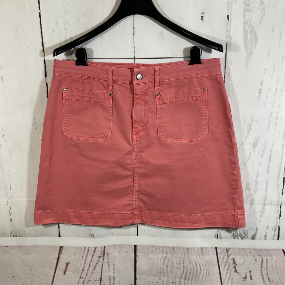 Boden Womens Coral Pink Cotton Utility Mini Skirt Size US 12R Coastal Casual